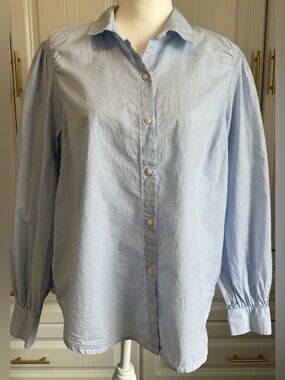 Old Navy pinstriped Ladies Light Blue Button-Up Shirt -Size Large
